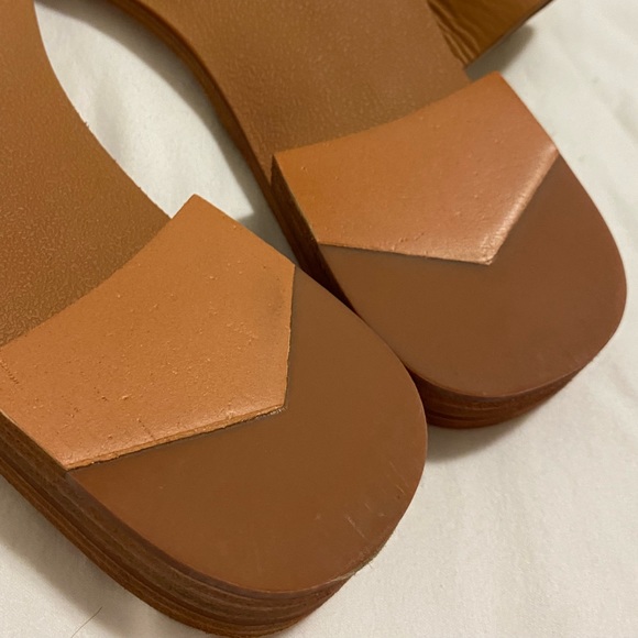 Reformation Mila Brown Leather Flat Sandals Size 7.5 - Picture 11 of 17